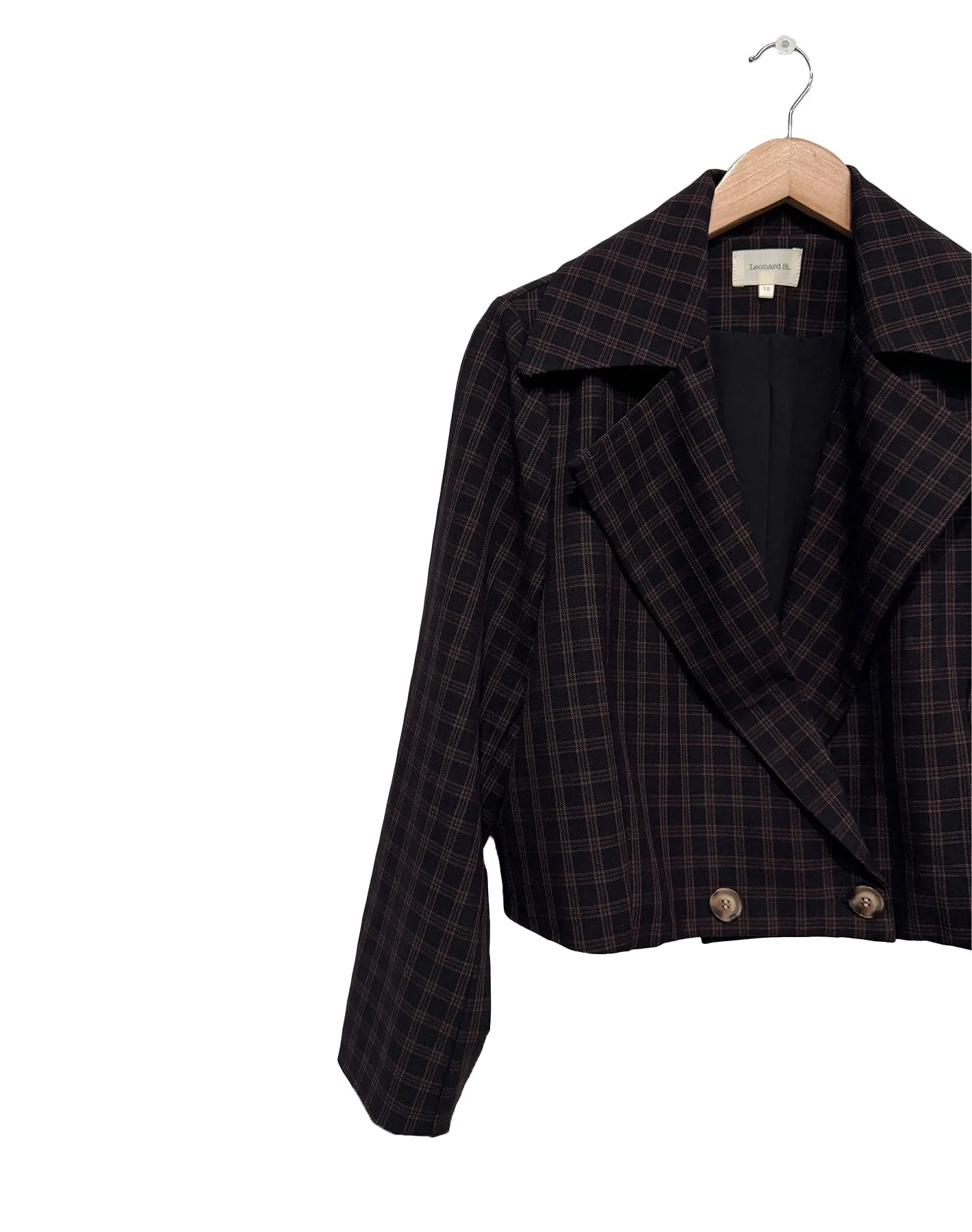 Cropped Blazer in Crepe Check