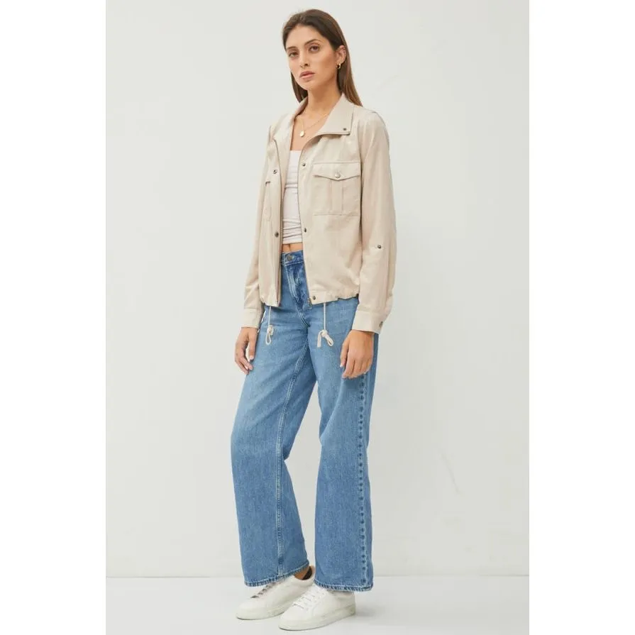 Cropped Utility Zipper Safari Jacket