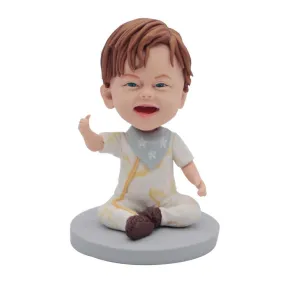 Cute Baby In Bodysuit With Bibs Custom Figure Bobbleheads