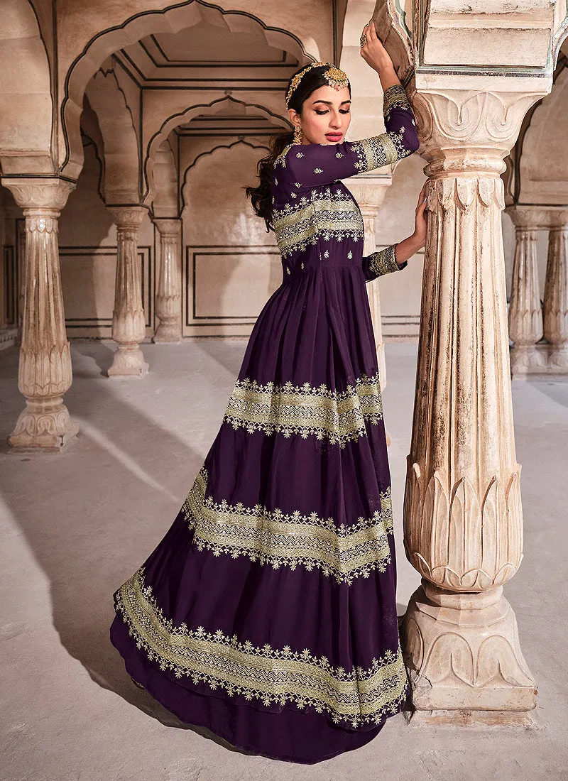 Deep Purple Zari Embroidered Designer Lehenga Choli