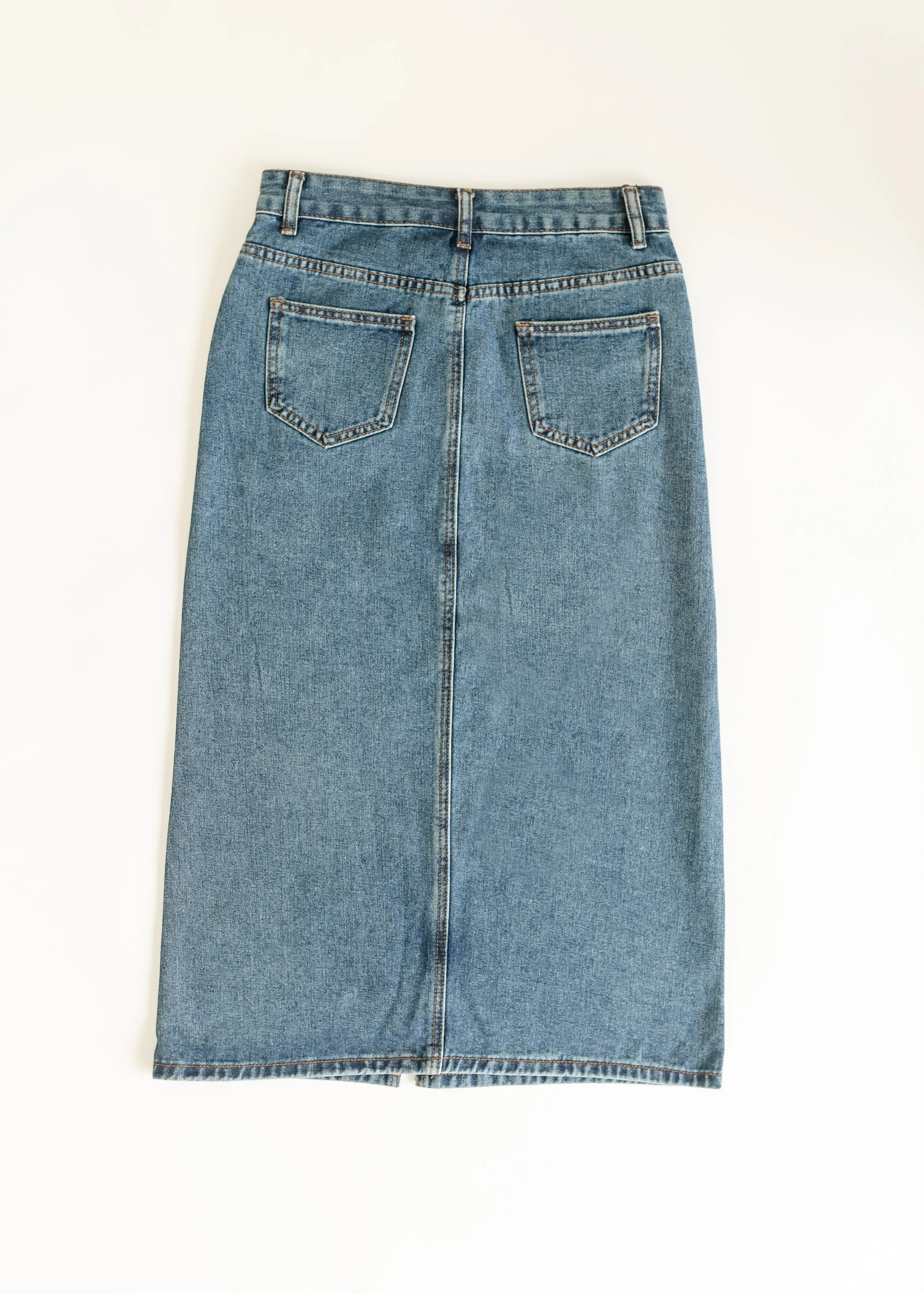 Delaney Medium Wash Denim Midi Skirt - FINAL SALE