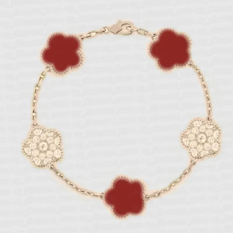 Designer bracelet women 4/four leaf clover bracelet designer gold bracelet red black white shell agate charm luxury bracelet women designer jewl charm bracelet