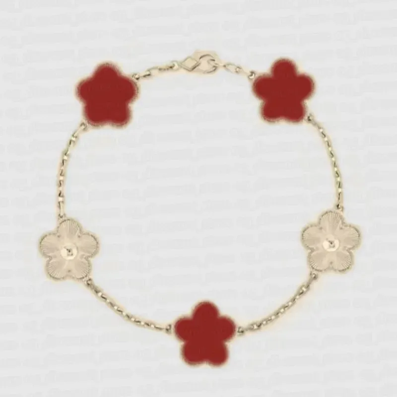 Designer bracelet women 4/four leaf clover bracelet designer gold bracelet red black white shell agate charm luxury bracelet women designer jewl charm bracelet