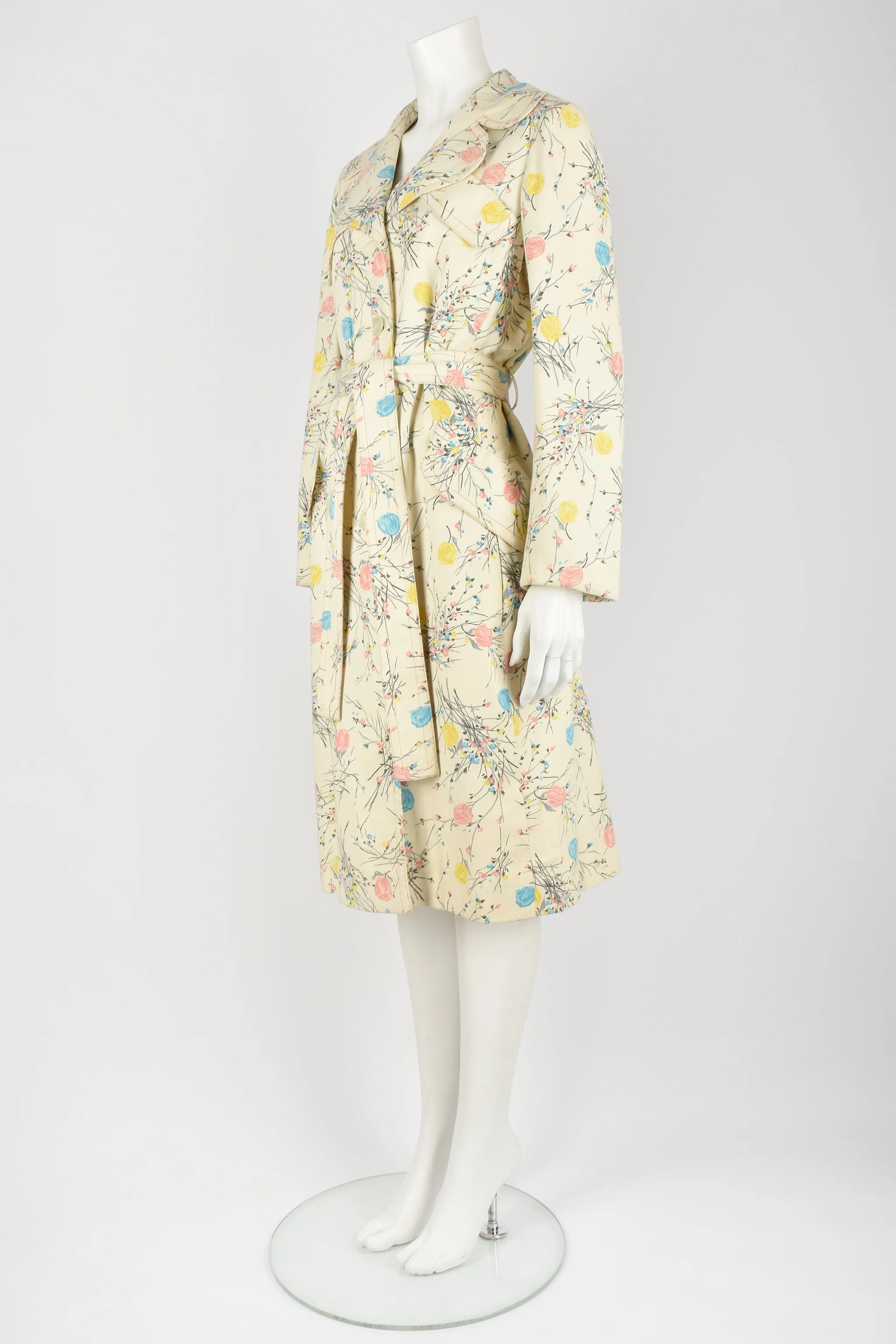 DONALD BROOKS 60s floral raincoat L