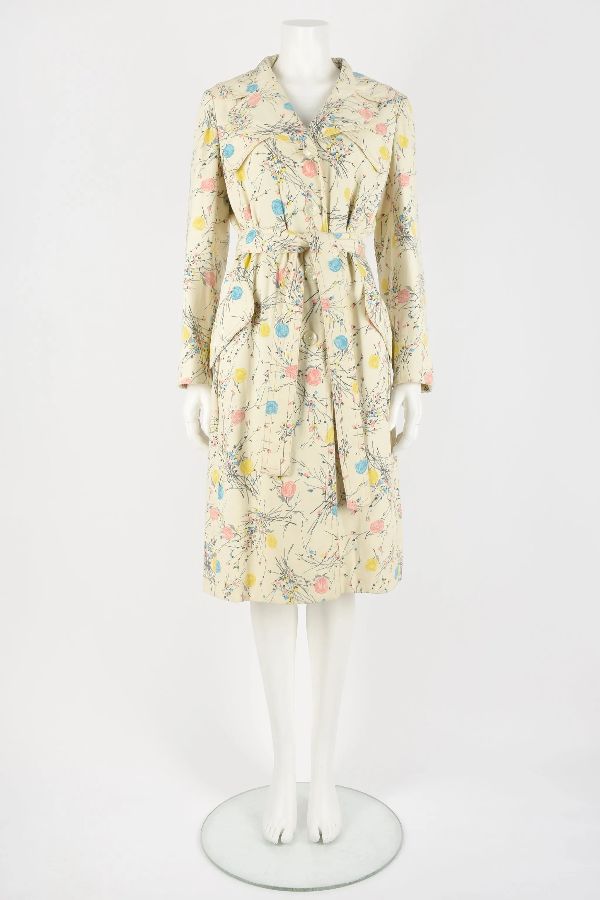 DONALD BROOKS 60s floral raincoat L