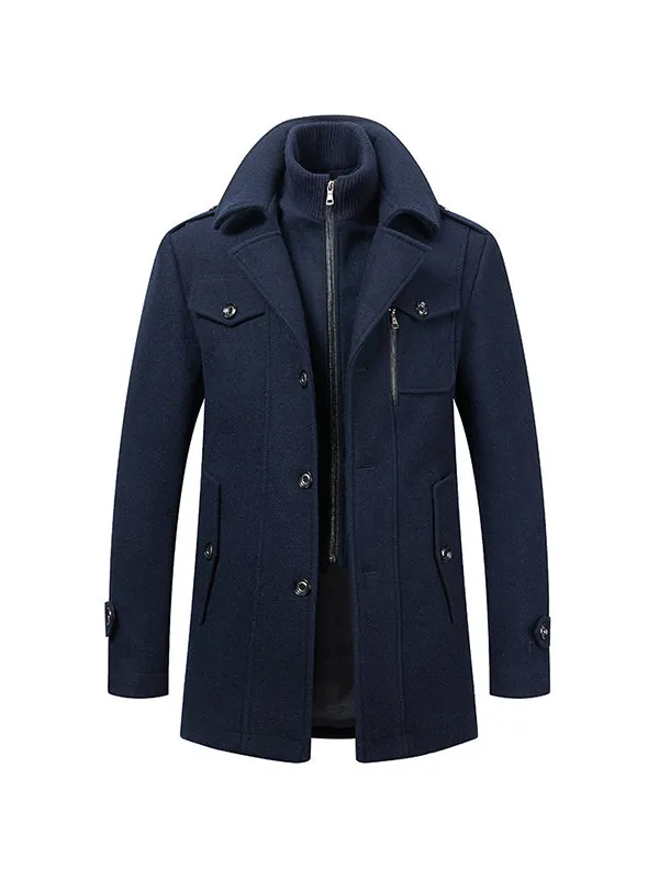 Double Collar Cold-Resistant Woolen Fabric Coat