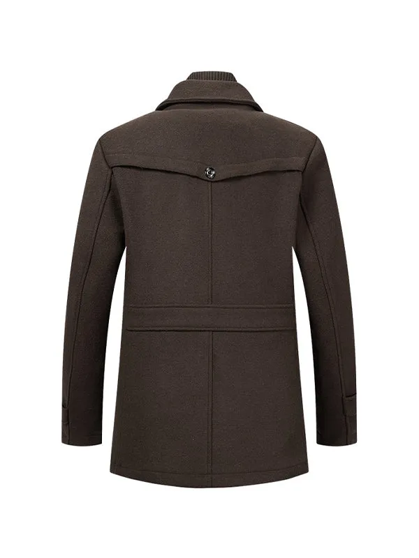 Double Collar Cold-Resistant Woolen Fabric Coat