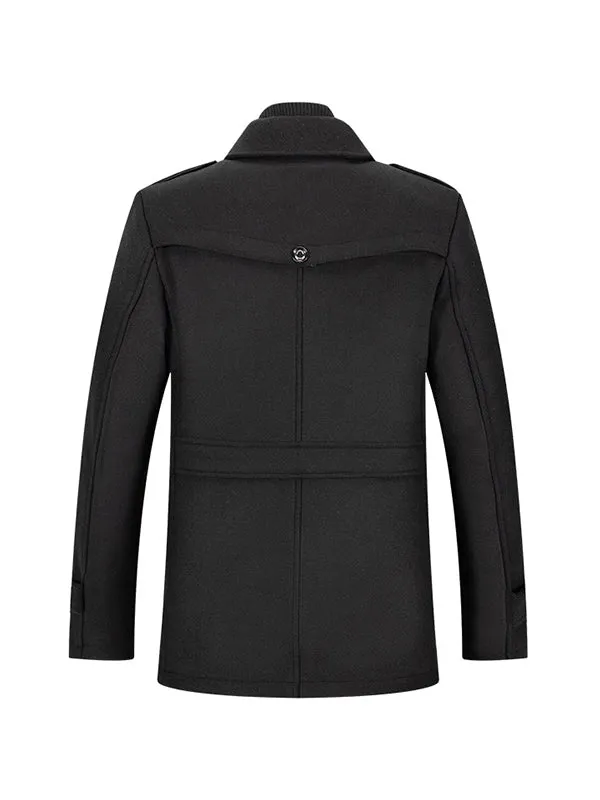 Double Collar Cold-Resistant Woolen Fabric Coat