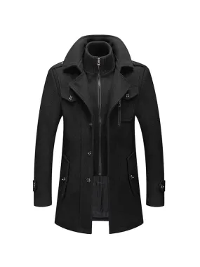 Double Collar Cold-Resistant Woolen Fabric Coat