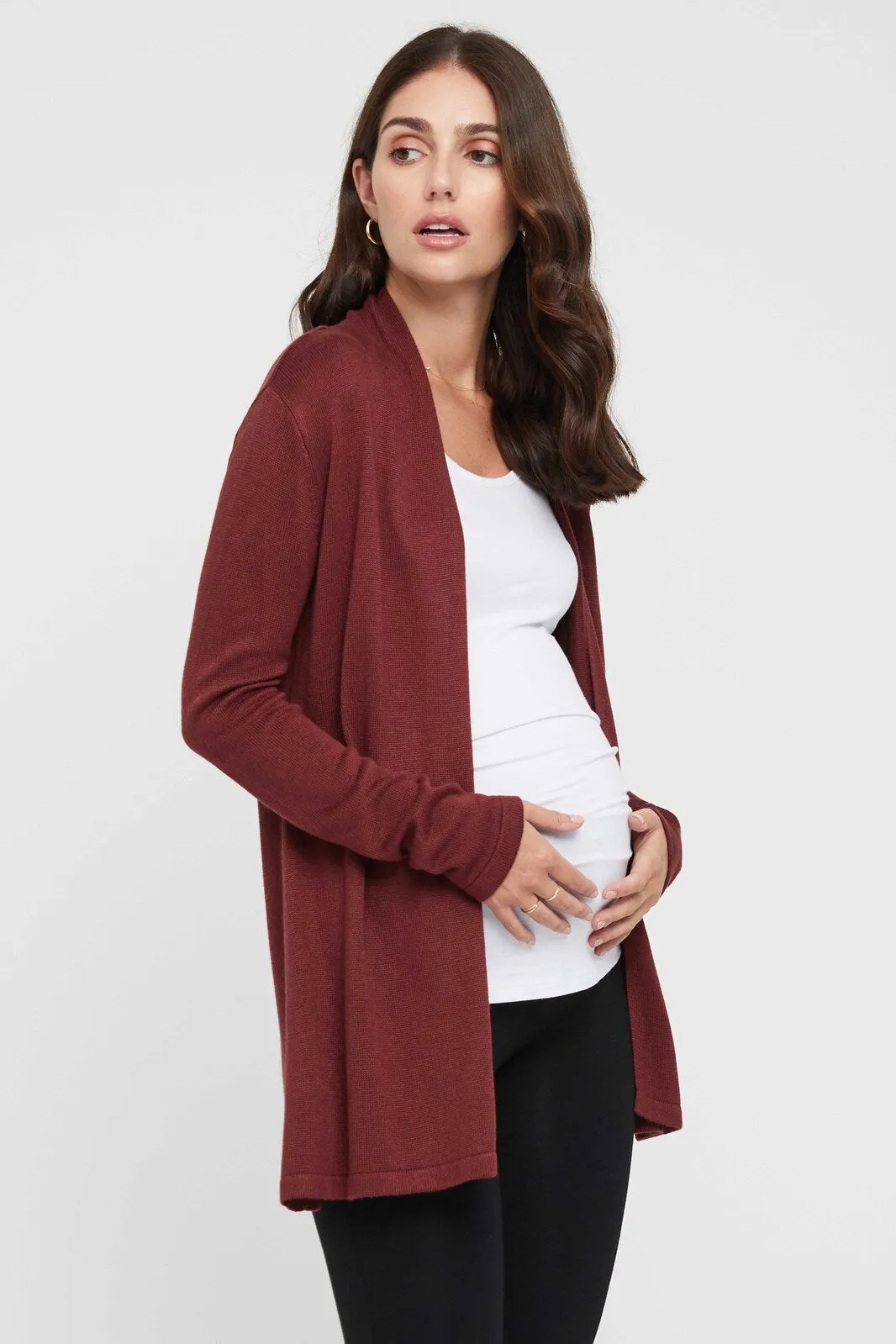 Duster Maternity Jacket - Burnt Brick