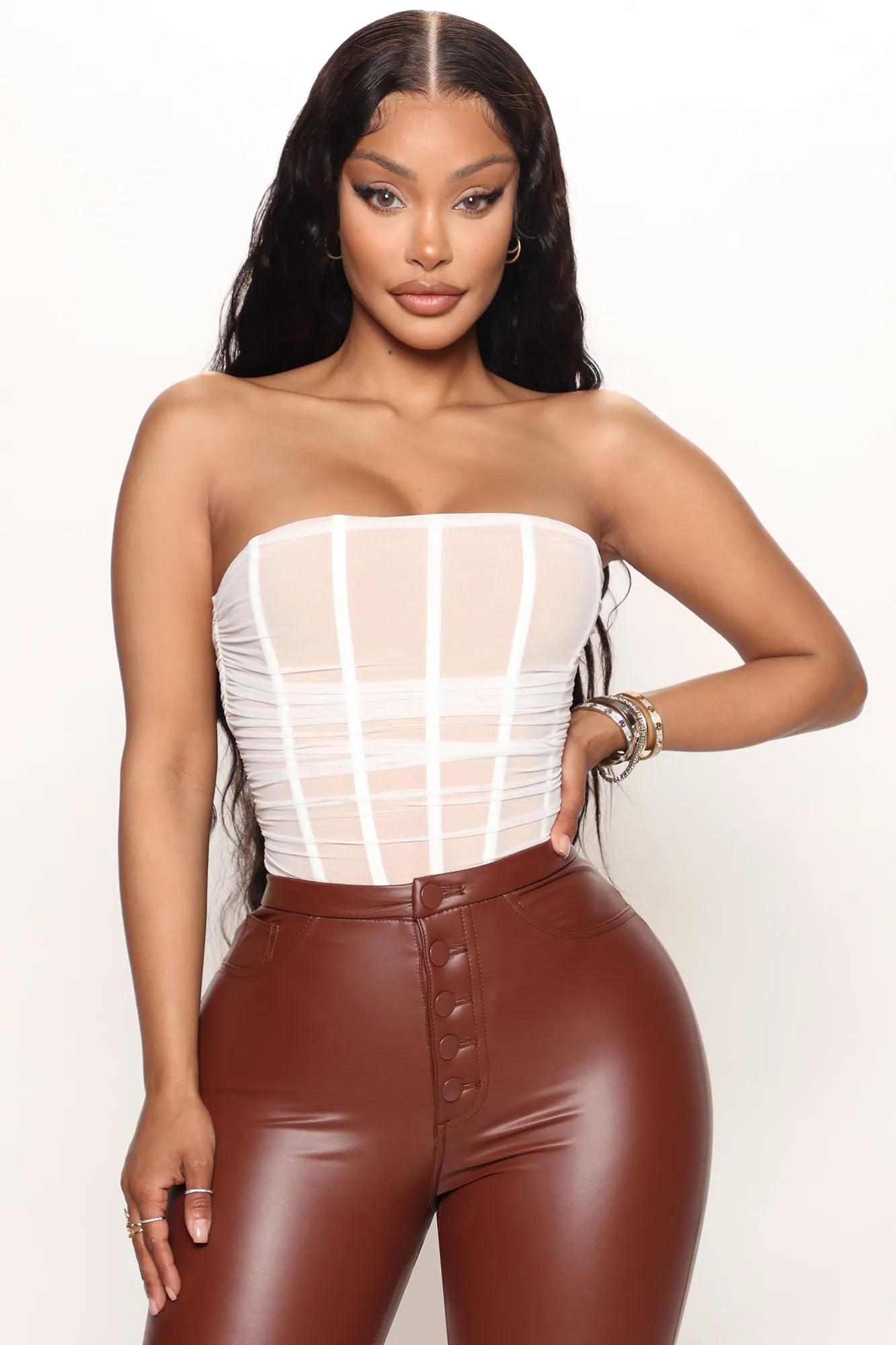 Easy To Love Mesh Corset Bodysuit - White