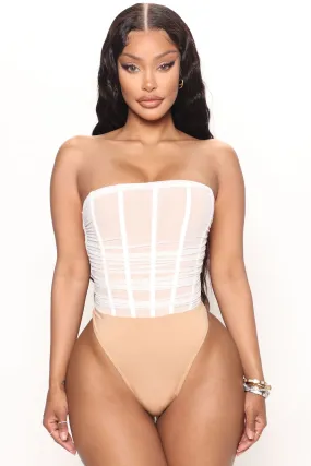 Easy To Love Mesh Corset Bodysuit - White