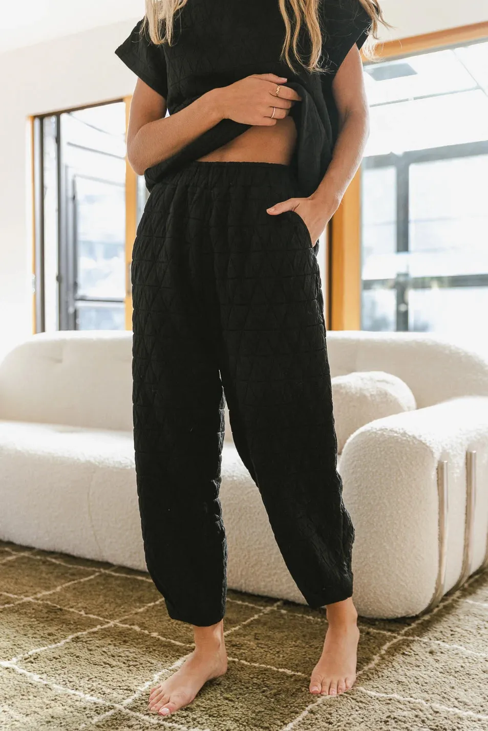 Elora Quilted Joggers in Black - FINAL SALE