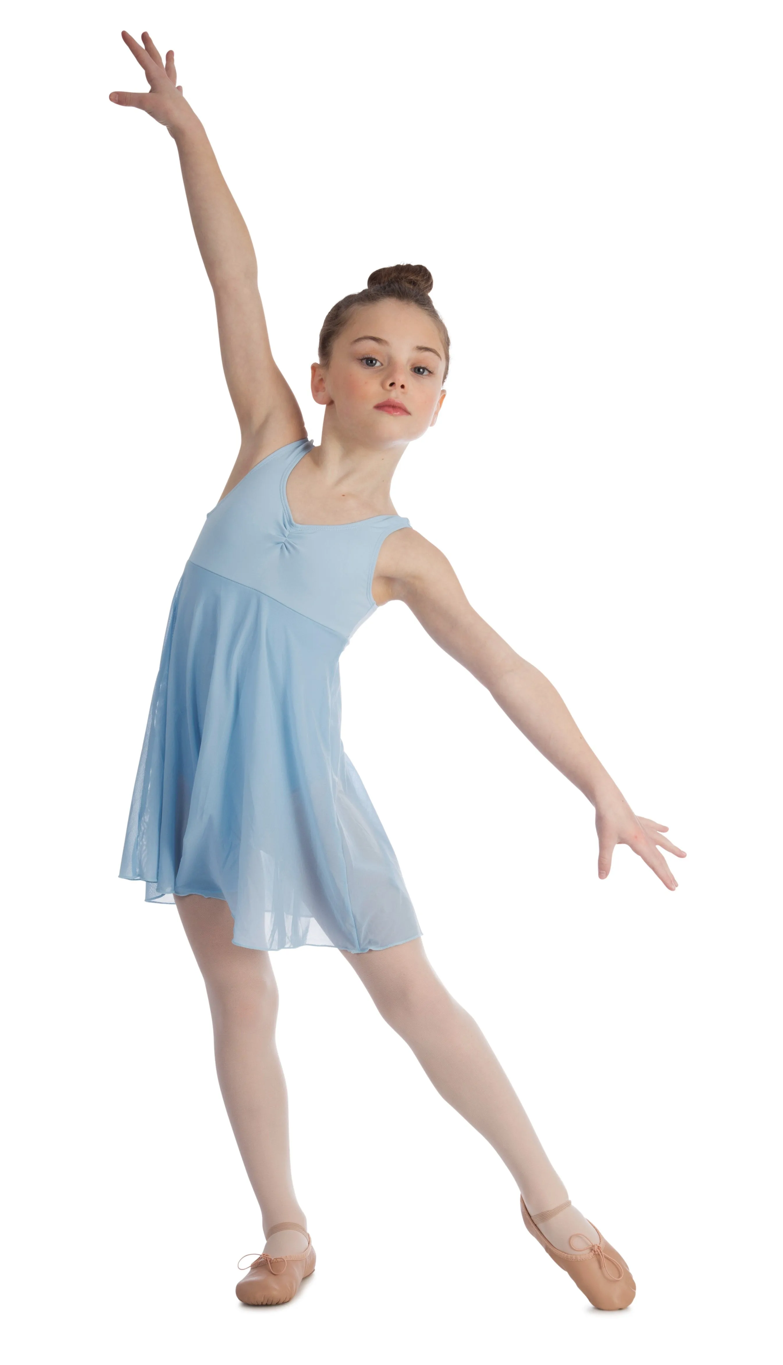 Elowel Kids Girls Empire Leotard Dress  (Size 2-14 Years) Light Blue