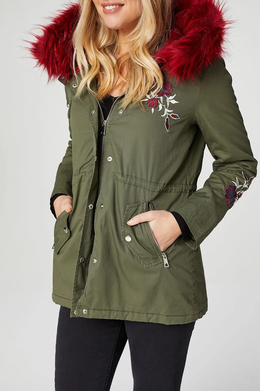 Embroidered Parka Jacket