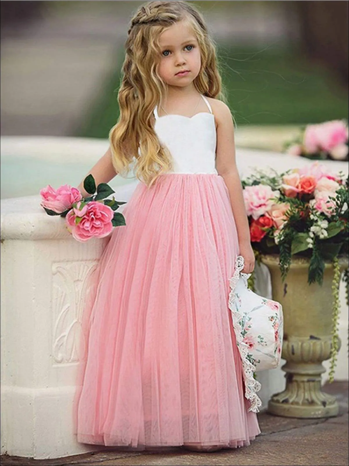 Enchanting Girl Halter Tulle Maxi Dress