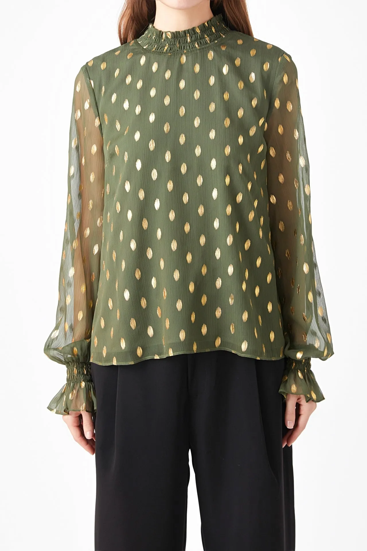 Endless Rose - Polka Dot Chiffon Blouse