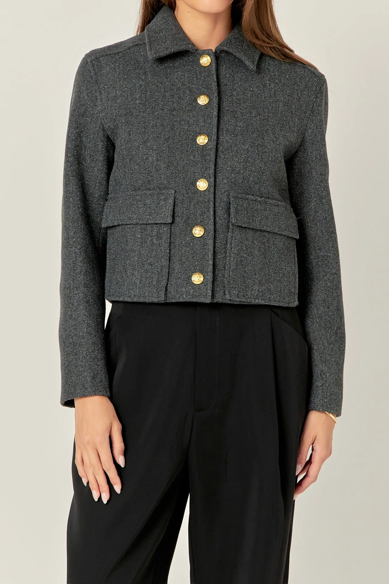 English Factory - Gold Button Cropped Jacket