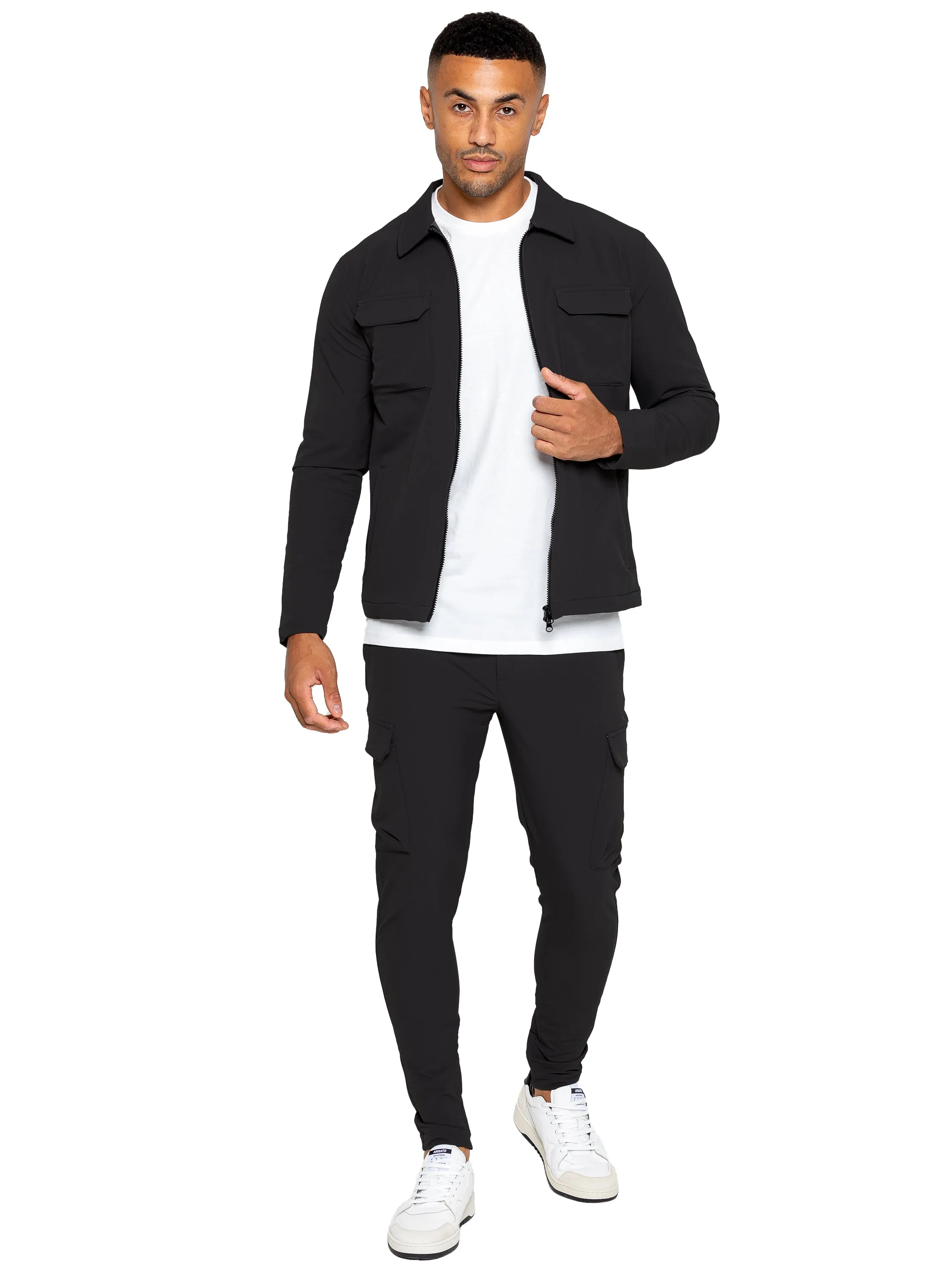 Enzo | Mens Cargo Shacket Tracksuit Set