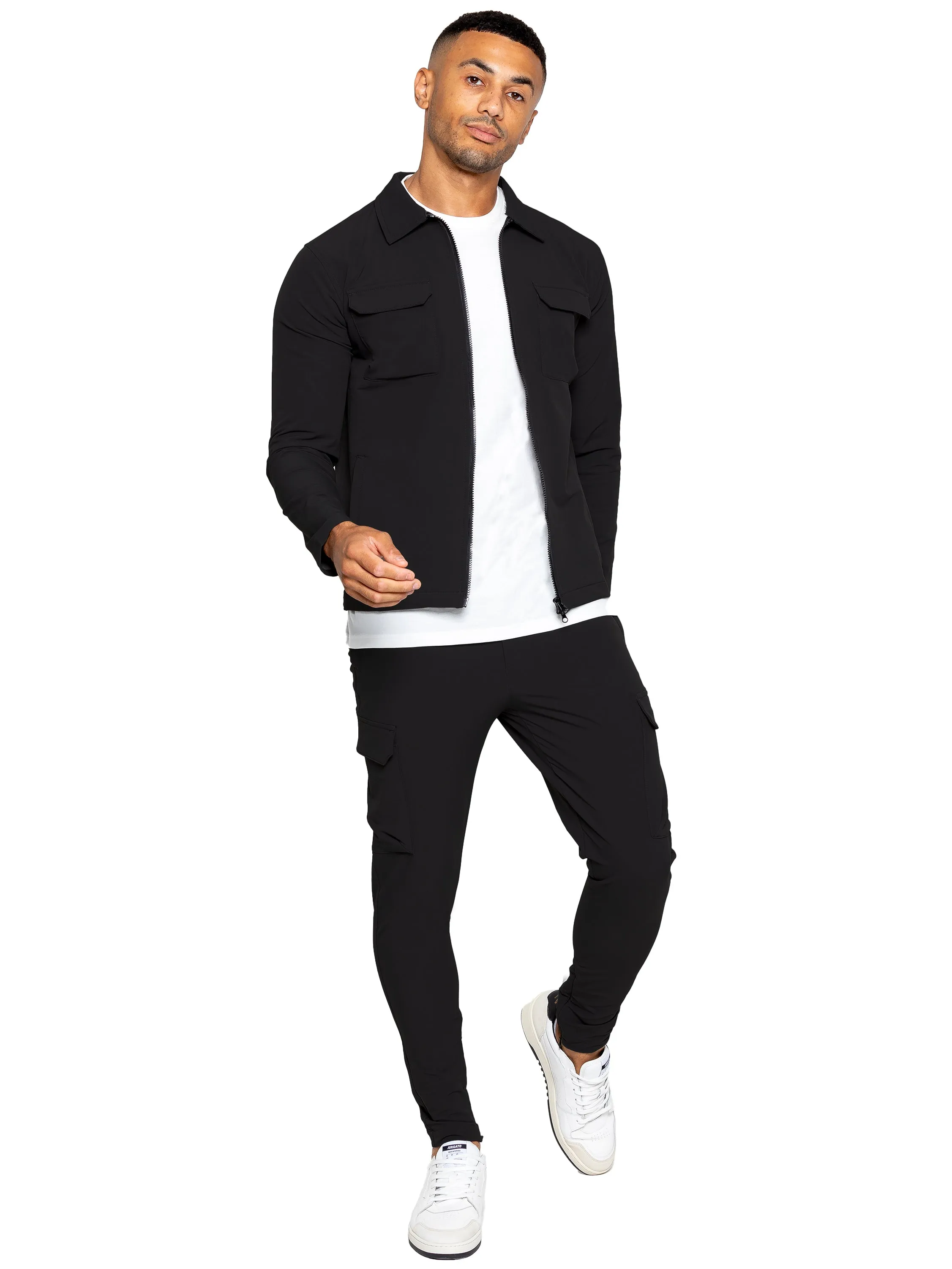 Enzo | Mens Cargo Shacket Tracksuit Set