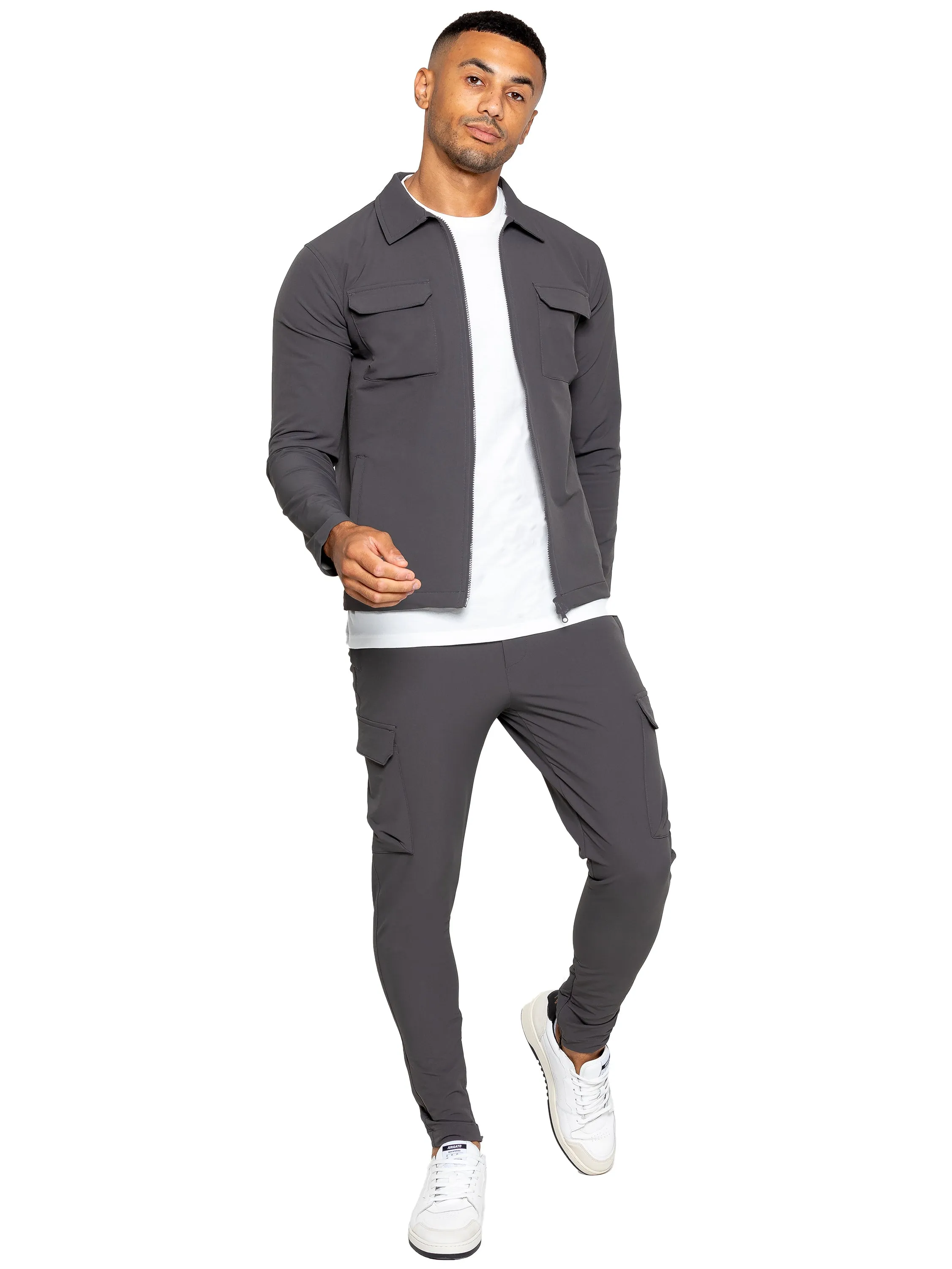 Enzo | Mens Cargo Shacket Tracksuit Set