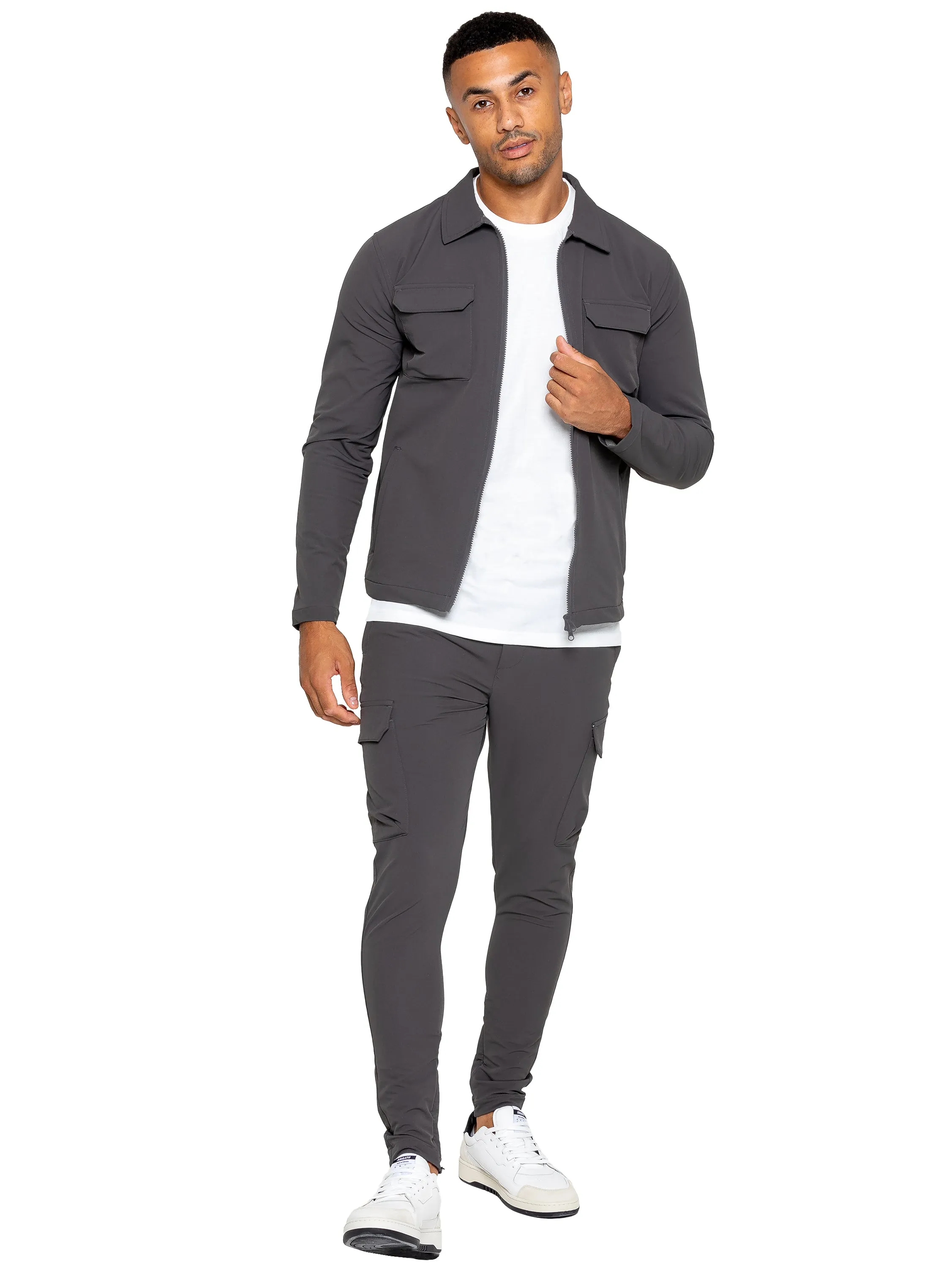 Enzo | Mens Cargo Shacket Tracksuit Set