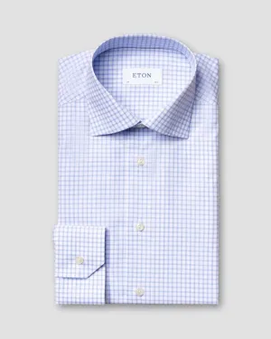 ETON Check Print Shirt SC-Contemporary Fit LIGHT BLUE