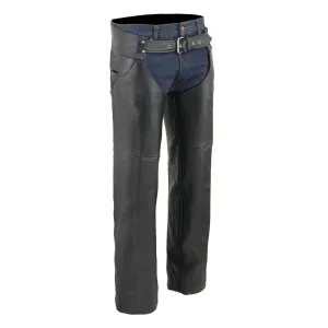 Event Leather EL1101 Black Real Leather Motorcycle Chaps for Men - Premium Leather Riding Chaps