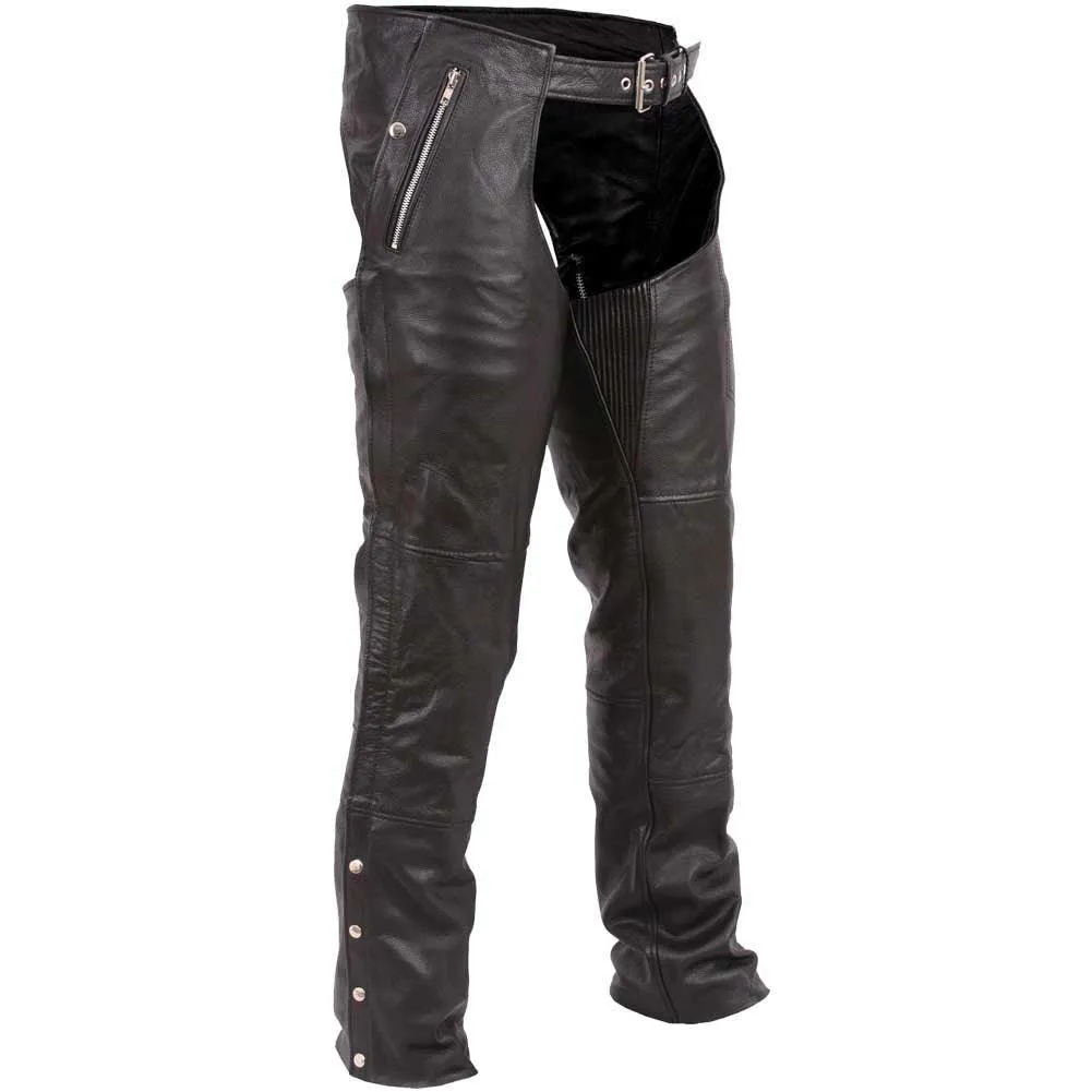 First Mfg Mens Patriot Insulated Leather Motorcycle Chaps