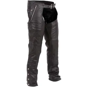 First Mfg Mens Patriot Insulated Leather Motorcycle Chaps