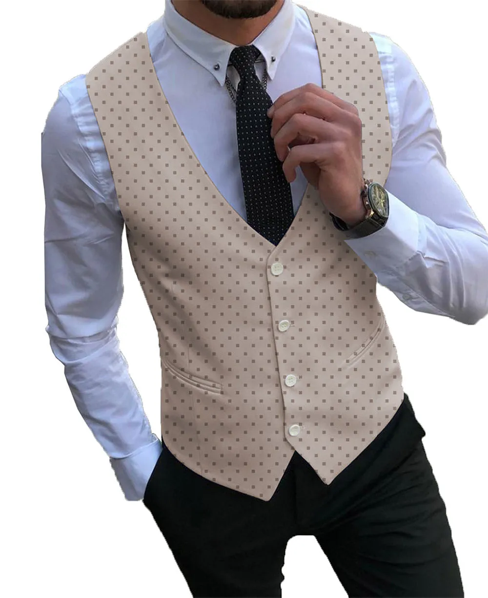 Formal Men's Suit Vest Printed V Lapel Waistcoat