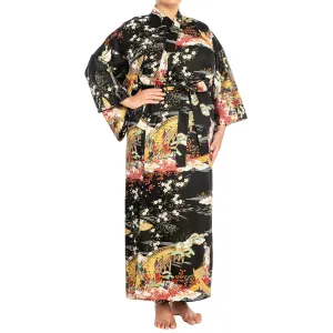 Geisha Long Black Japanese Kimono XL