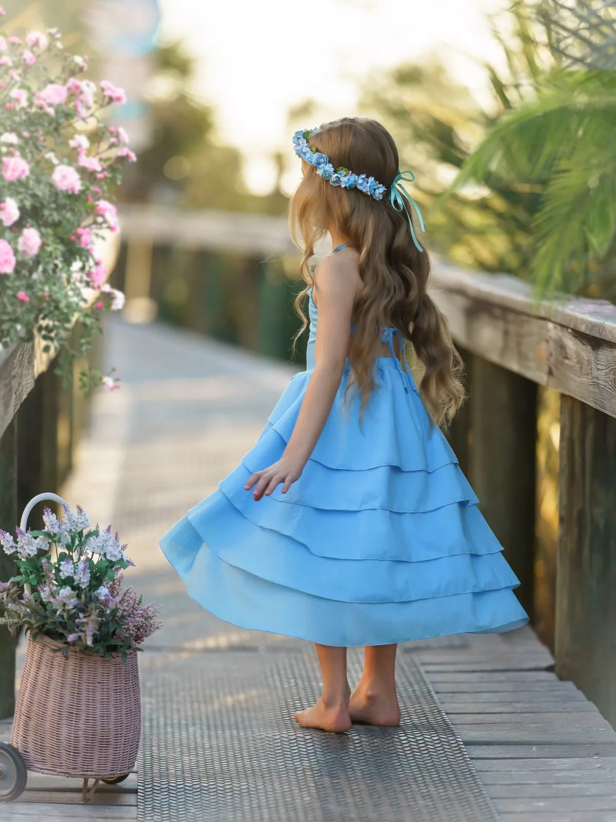 Girls Bloom Where You Are Tiered Hi-Lo Dress