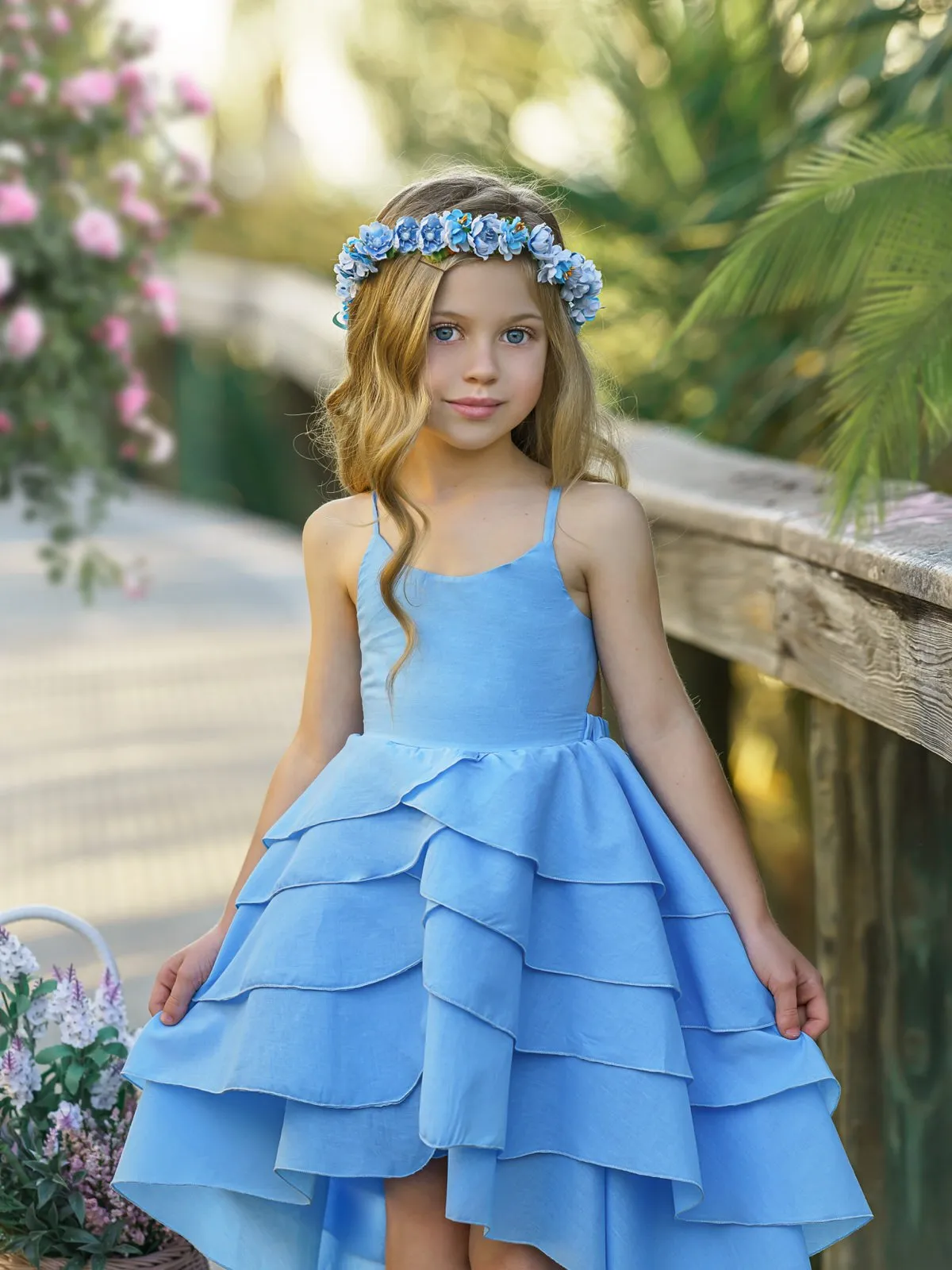 Girls Bloom Where You Are Tiered Hi-Lo Dress