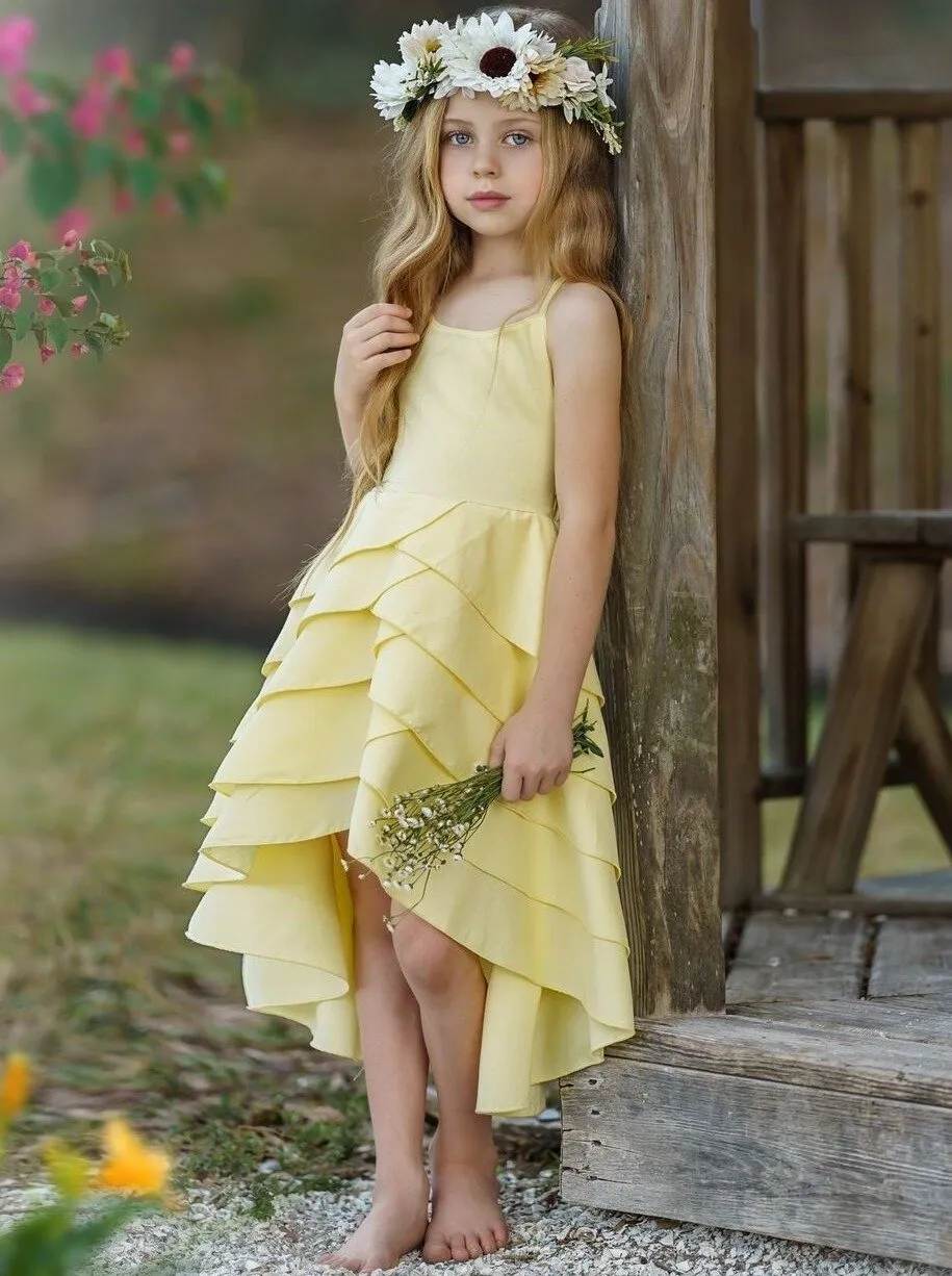 Girls Bloom Where You Are Tiered Hi-Lo Dress