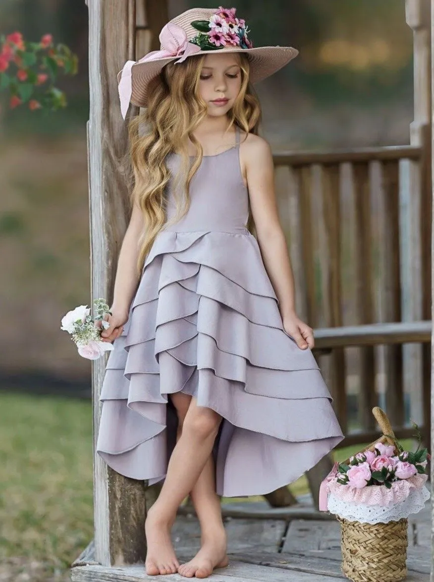 Girls Bloom Where You Are Tiered Hi-Lo Dress