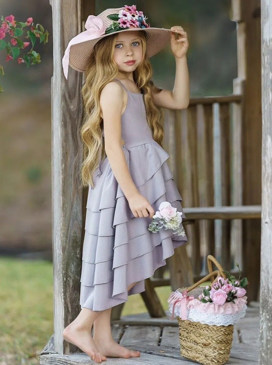 Girls Bloom Where You Are Tiered Hi-Lo Dress