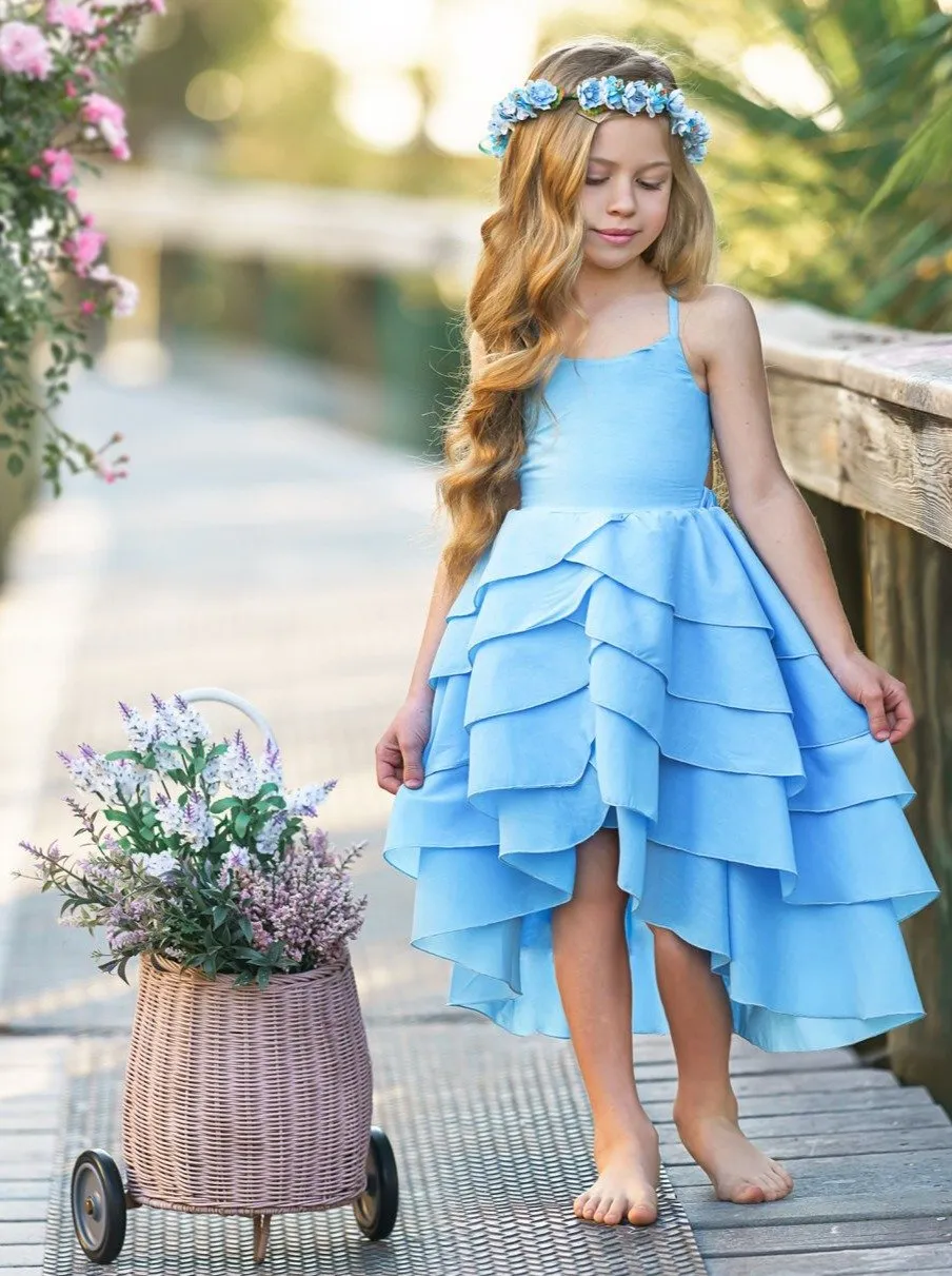 Girls Bloom Where You Are Tiered Hi-Lo Dress