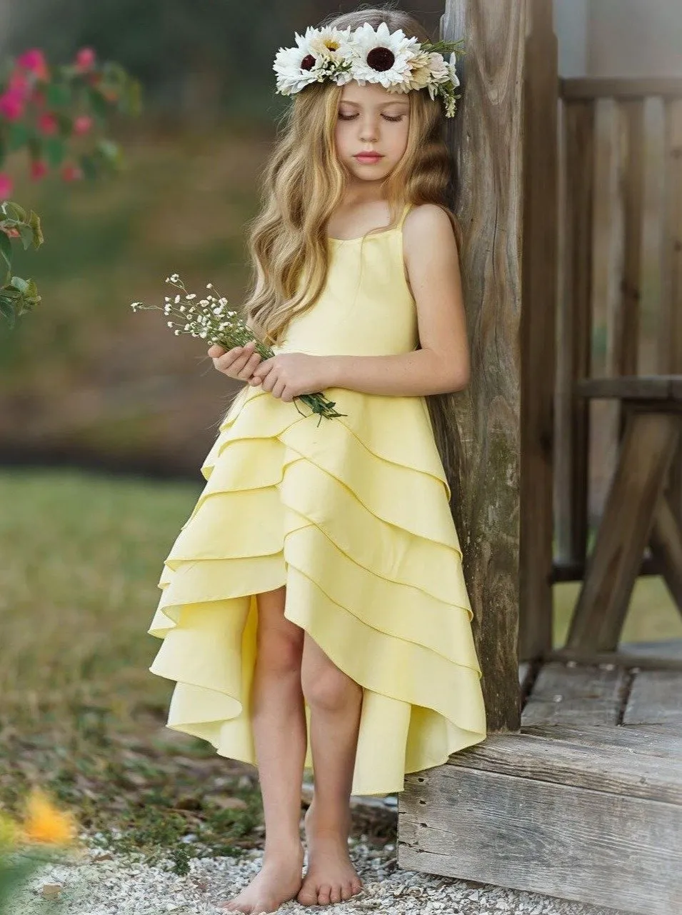 Girls Bloom Where You Are Tiered Hi-Lo Dress