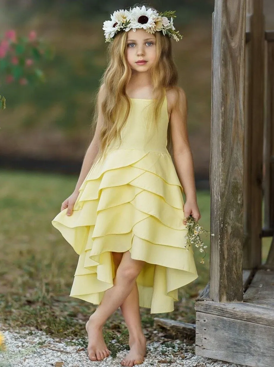 Girls Bloom Where You Are Tiered Hi-Lo Dress