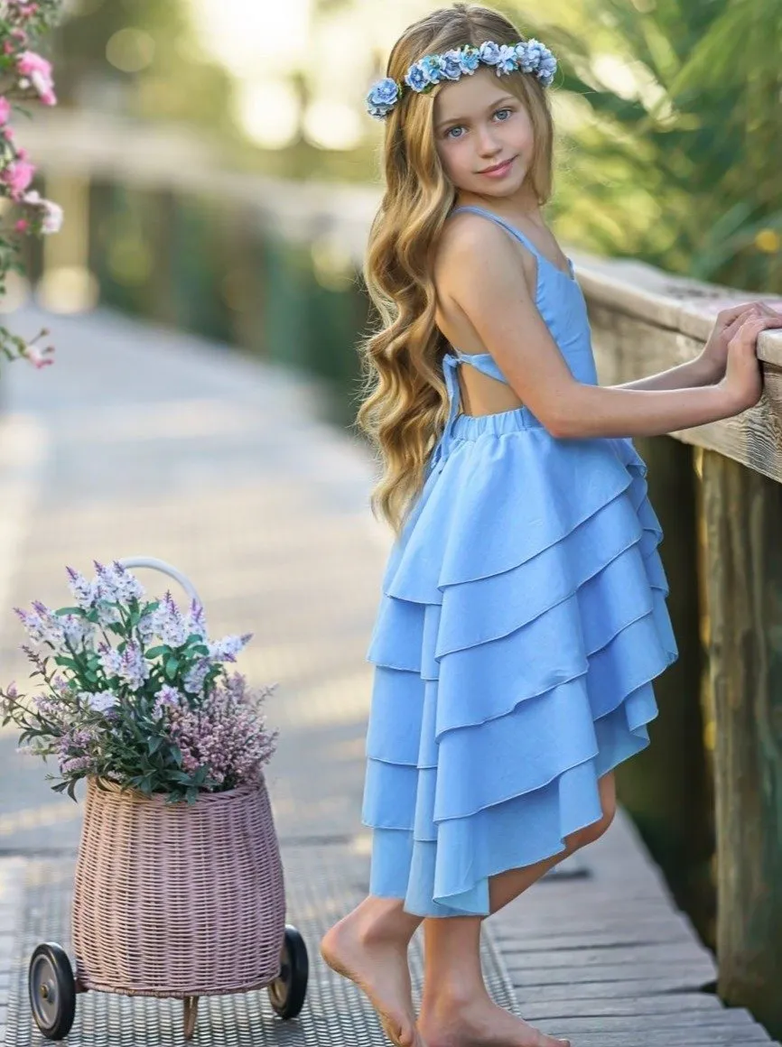 Girls Bloom Where You Are Tiered Hi-Lo Dress