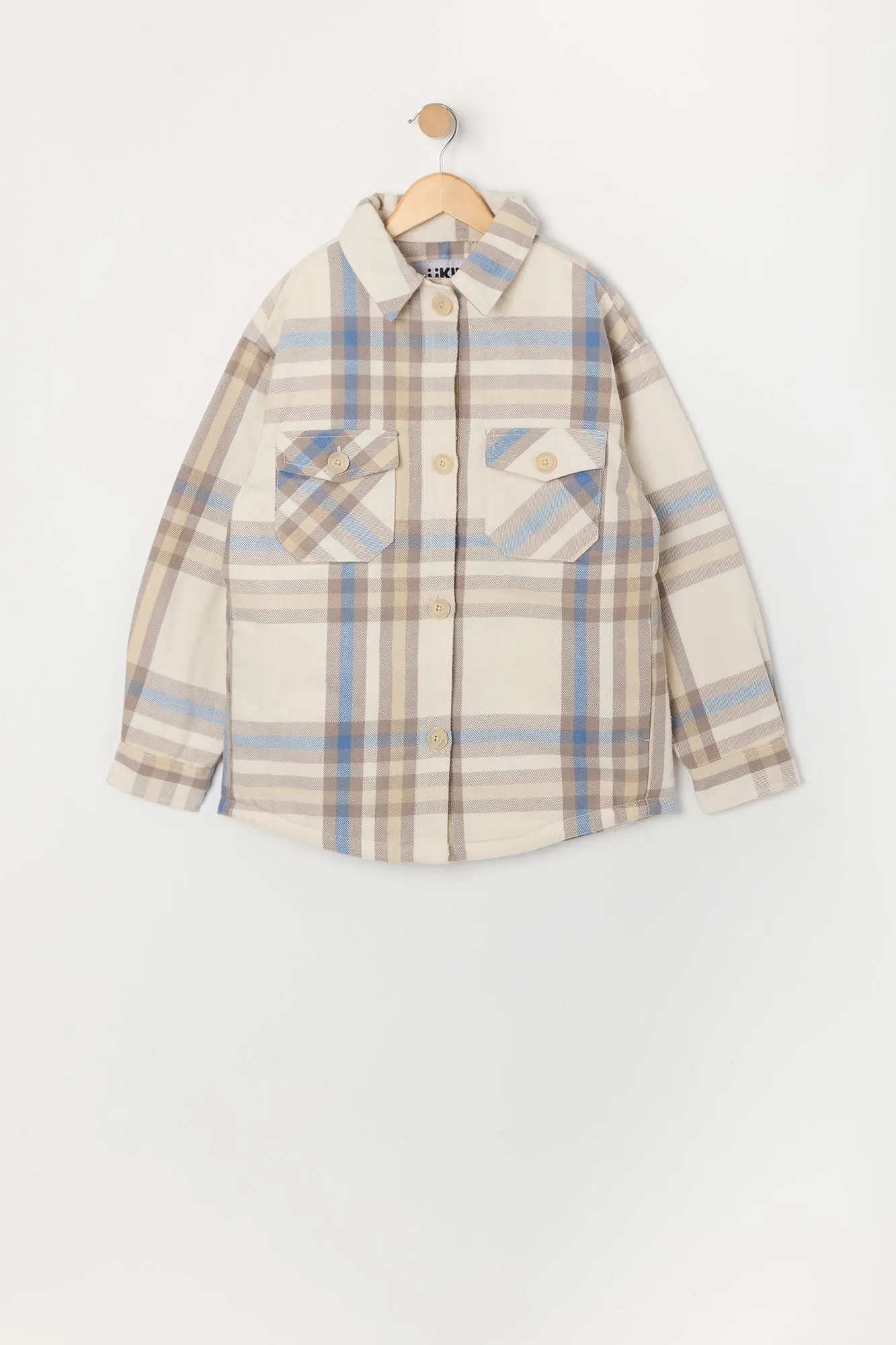 Girls Plaid Sherpa Shacket