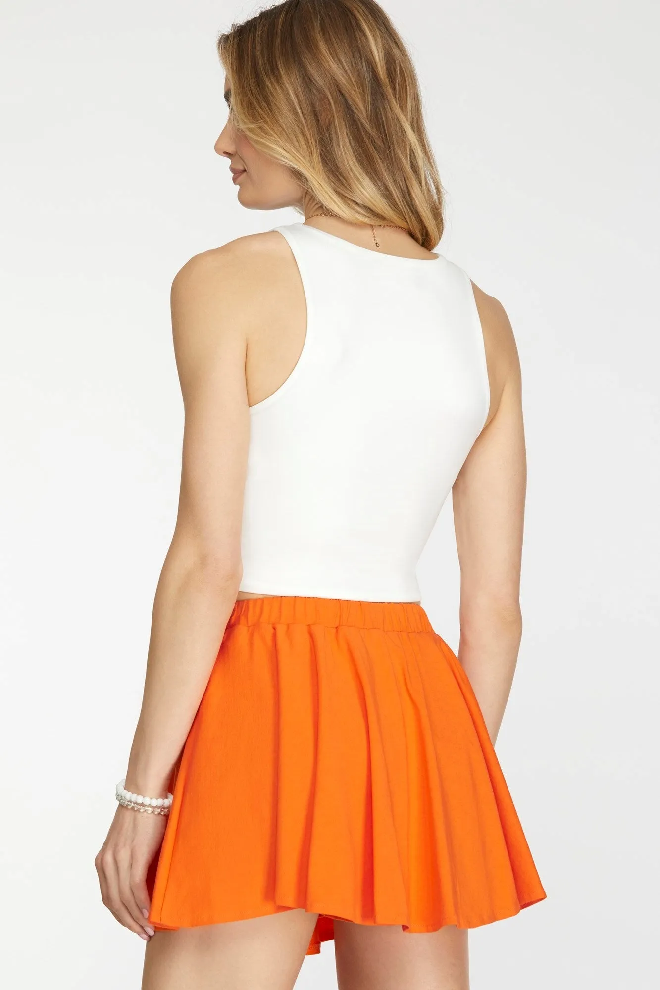Go Big Orange Flutter Mini Skirt