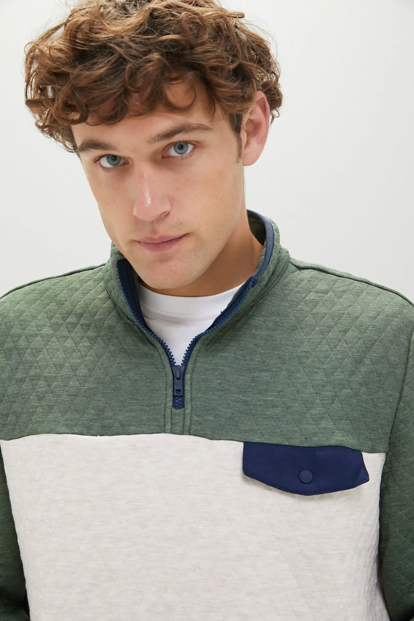 Green Oat Colorblock Corbet Pullover