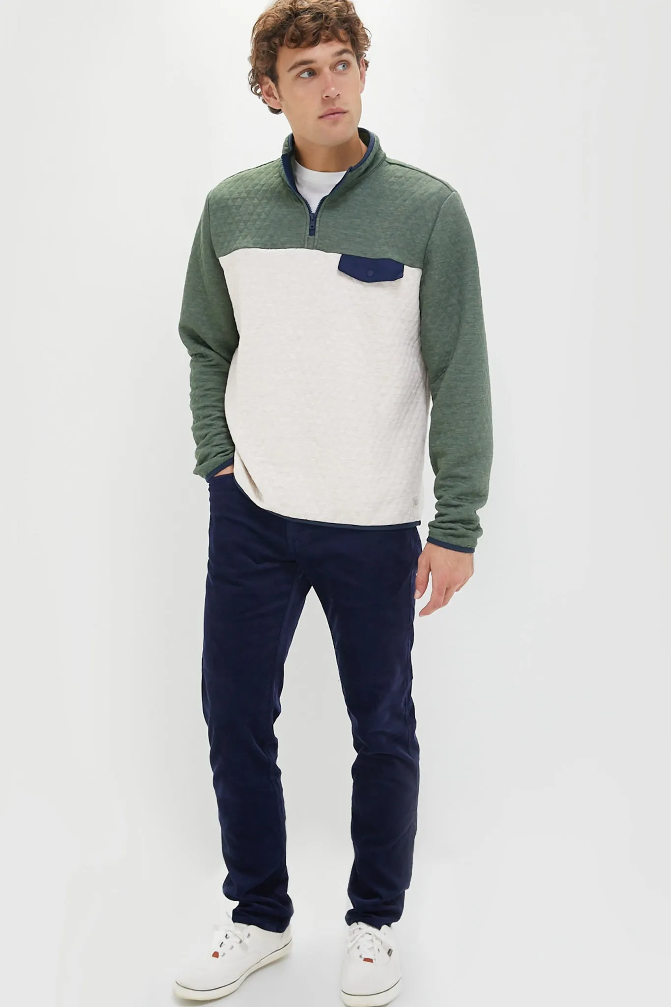 Green Oat Colorblock Corbet Pullover