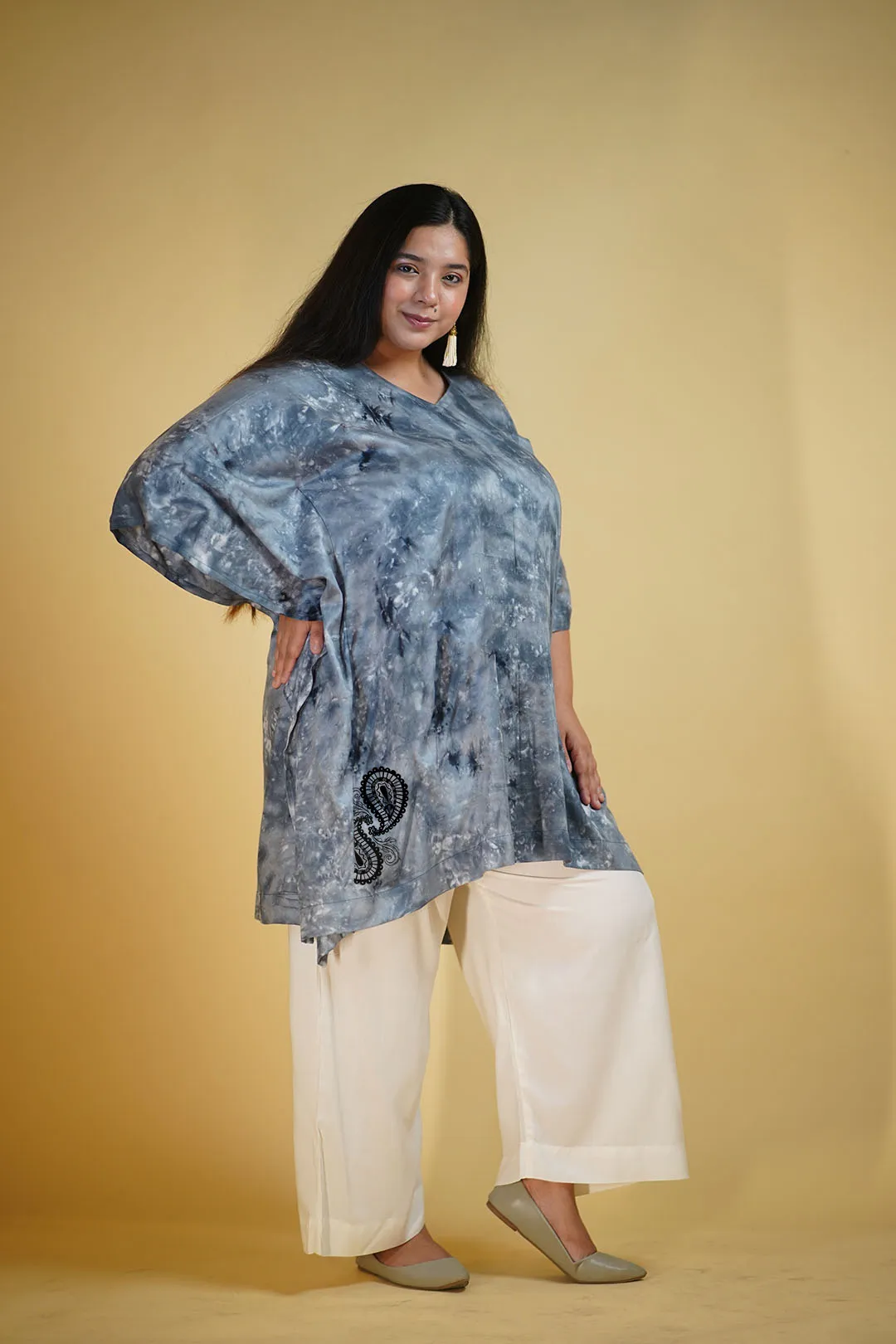 Grey Rayon TieDyeKurta - Megha