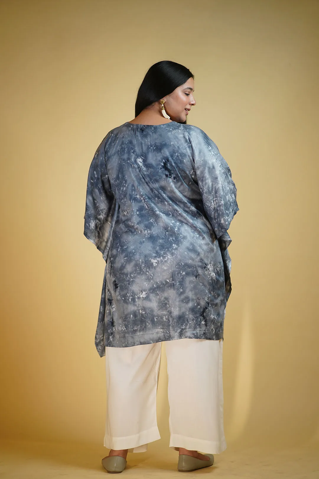 Grey Rayon TieDyeKurta - Megha