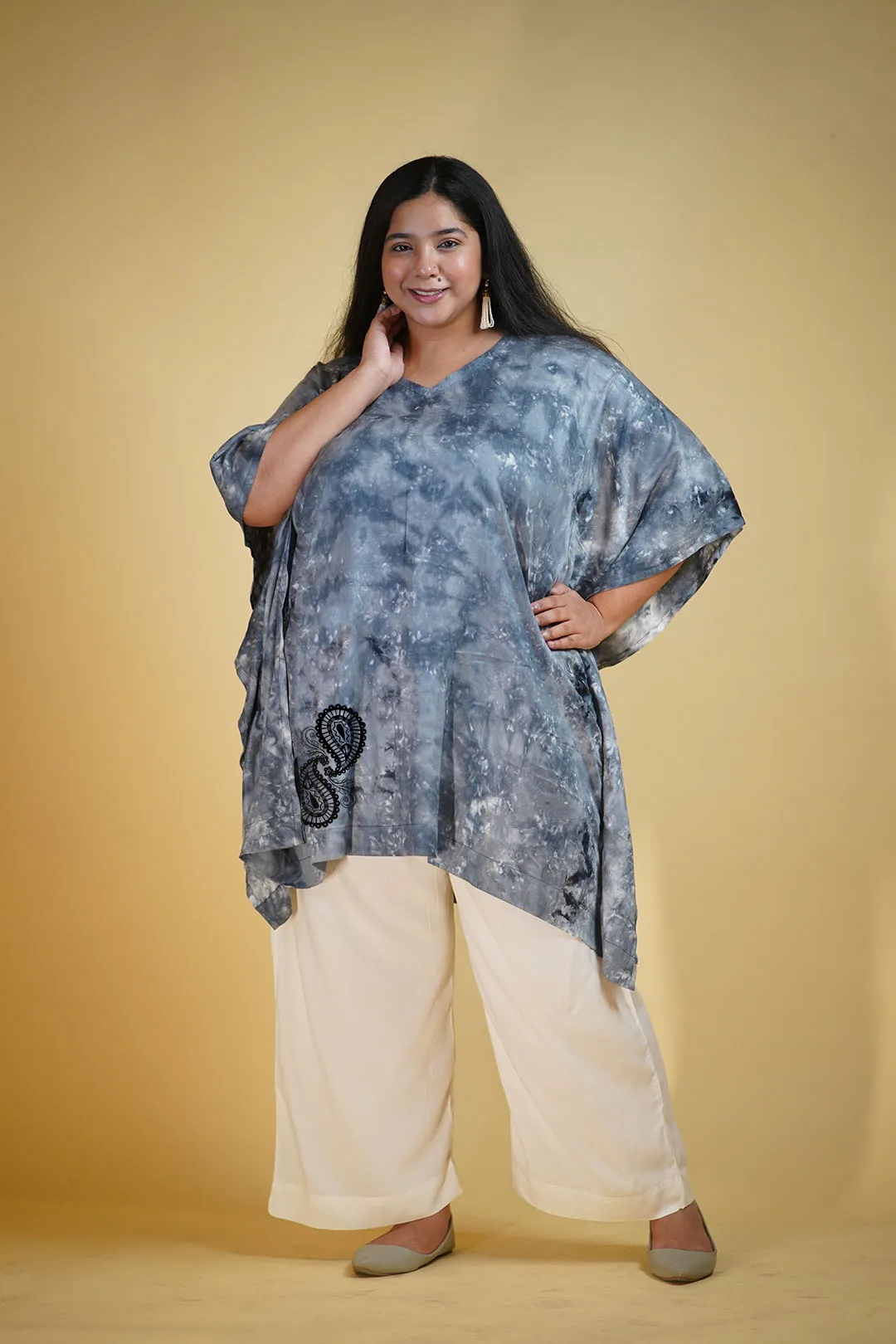 Grey Rayon TieDyeKurta - Megha