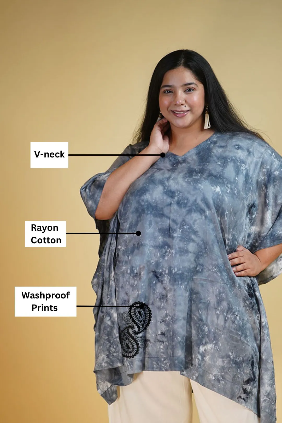 Grey Rayon TieDyeKurta - Megha