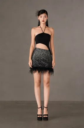 Gritter Sequin Mini Skirt And Croptop